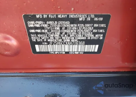 2010 Subaru Forester 2.5X Premium из США, поврежденный, VIN JF2SH6CCXAH716368